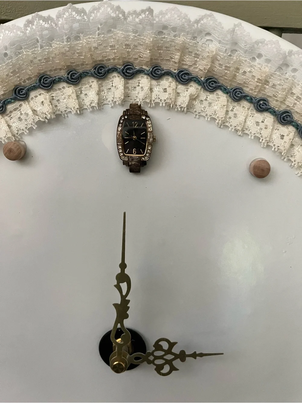 Handcrafted White and Blue Wall Clock - Decorative Home Wall Decor